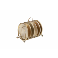 Cosy&Trendy Glasonderzetter - Met Houder - Ø10cm - Metaal - 6 Stuks - Merk Cosy & Trendy - Kleur Goud
