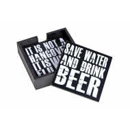 Cosy&Trendy Onderzetters Wijn en Bier - Met Houder -  Hout - Zwart/Wit - Merk Cosy & Trendy - Kleur Wit,Zwart