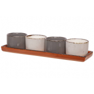 Cosy&Trendy Brisbane Mix Aperoset - Potjes Ø5,8x4,2cm - Plank 24x6,5x4,8cm - Porselein - 5 Delig - Merk Cosy & Trendy - Materiaal Porselein - Kleur Meerkleurig