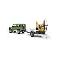 Bruder Land Rover Defender met Trailer en JCB Kraan met Bestuurder - 2593 - Schaal 1:16 - Leeftijd vanaf 3 jaar