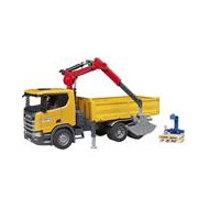 Bruder Vrachtwagen Scania Super 560R Bouwvrachtwagen met Kraan en 2 Pallets - 3551 - Schaal 1:16 - Leeftijd vanaf 3 jaar