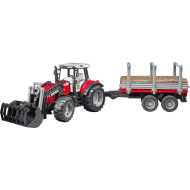 Bruder Massey Ferguson 7480 Tractor met Voorlader/Houttransportaanhanger - 2046 - Schaal 1:16 - Leeftijd vanaf 3 jaar