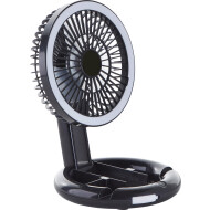 Brilliant Vesto Lampe de bureau sur batterie ventilateur - Powerbank USB - Ø18cm - Plastique - Noir - Couleur Noir - Dimmable Oui