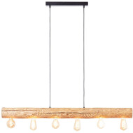 Brilliant Trabo Hanglamp 6 Lampen - 10x115x105cm - Hout/Metaal - Bruin - Kleur Bruin - Aantal lichtpunten meer dan 3 - Materiaal Hout,Metaal - Fitting Nvt - Type lamp Lamp niet inbegrepen