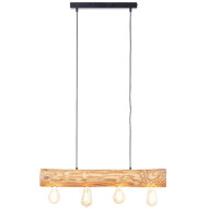 Brilliant Trabo Hanglamp 4 Lampen - 10x70x105cm - Hout/Metaal - Bruin - Materiaal Hout,Metaal - Type lamp Lamp niet inbegrepen - Fitting Nvt - Kleur Bruin - Aantal lichtpunten meer dan 3
