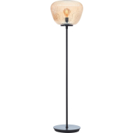Brilliant Kaizen Vloerlamp - 35x35x140cm - Metaal/Glas - Zwart/Amber - Kleur Amber,Zwart - Materiaal Glas,Metaal - Fitting Nvt - Aantal lichtpunten 1 - Type lamp Lamp niet inbegrepen