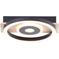Brilliant Maureen Plafonnier - 22W - Ø37cm - Métal - Bois/Noir - Couleur Noir,Bois - Type de lampe LED - Nombre de points lumineux 1 - Douilles Nvt - Matériel Métal