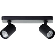 Brilliant Marty Spot plafond 2 lampes - 9x31x12.10cm - Métal - Noir - Type de lampe LED - Douilles Nvt - Matériel Métal - Couleur Noir