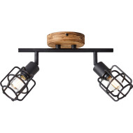 Brilliant Gwen Spot Plafonnier 2 lampes - Ø9.50cm - Métal/Bois - Bois/Noir - Douilles Nvt - Couleur Bois,Noir - Matériel Métal,Bois - Type de lampe Lampe non inclus