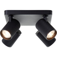 Brilliant Marty Spot plafond 4 lampes - 22x22x12.10cm - Métal - Noir - Type de lampe LED - Couleur Noir - Douilles Nvt - Matériel Métal