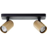 Brilliant Marty Spot plafond 2 lampes - 9x31x12.10cm - Métal - Noir/Or - Douilles Nvt - Type de lampe LED - Couleur Noir,Or - Matériel Métal