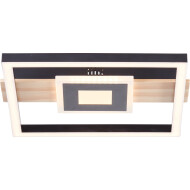 Brilliant Baldo Plafonnier - 27.50x29.50x5.50cm - Bois/Métal - Bois/Noir - Type de lampe LED - Couleur Noir,Bois - Matériel Métal,Bois - Douilles Nvt - Nombre de points lumineux 1