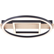 Brilliant Maureen Plafonnier - 24W - Ø37cm - Métal - Bois/Noir - Douilles Nvt - Matériel Métal - Couleur Noir,Bois - Nombre de points lumineux 1 - Type de lampe LED