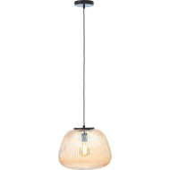Brilliant Kaizen Suspension - 35x35x184cm - Métal/Verre - Noir/Ambré - Couleur Ambre,Noir - Matériel Verre,Métal - Nombre de points lumineux 1 - Type de lampe Lampe non inclus - Douilles Nvt
