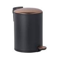Practo Home Poubelle à Pédale avec Soft Close - 3L - Noir Mat avec Couvercle Bronze - Marque Practo Home - Couleur Noir,Bronze - Contenu 3 l