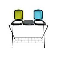 Practo Home Support Sac-Poubelle avec Grille - Triple - 3x 60 à 130L - Vert Citron/Bleu/Gris - Marque Practo Home - Couleur Gris,Bleu