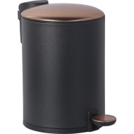 Practo Home Poubelle à Pédale avec Soft Close - 3L - Noir Mat avec Couvercle Bronze - Marque Practo Home - Contenu 3 L - Couleur Bronze