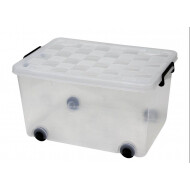 Boîte de rangement avec roues 55 L - Surmatelas - Marque Euro Lifestyle - Contenu 55 l - Options Sur roues,Avec couvercle - Couleur Transparant - Matériel PVC
