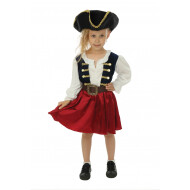 Déguisement de pirate avec chapeau fille - 3 pièces - Bleu - 7-9 ans - Sexe Fille - Taille  122-134 - Age 7 à 9 ans