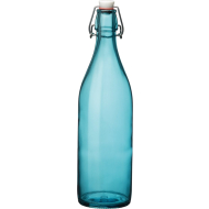 Bormioli Rocco Bouteilles avec Bouchon - 1L - Verre - Bleu Clair - 6 Pièces