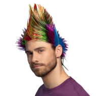 Pruik Spiky Mike - Volwassenen - One Size - Multicolor