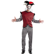 Costume Enfant Arlequin - Garçons - 14-16 Ans - Blanc/Noir/Rouge - 3 pièces - Age 14 jusqu'à 16 ans - Sexe Hommes - Taille  170/176