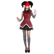Costume Enfant Arlequin - Filles - 14-16 Ans - Blanc/Noir/Rouge - 4 pièces - Taille  170/176 - Sexe Fille - Age 14 jusqu'à 16 ans