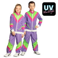 Kinderkostuum Trainingspak Retro - 7-9 Jaar - Multicolor - Geslacht Unisex - Leeftijd 7 t/m 9 jaar - Maat 128/134