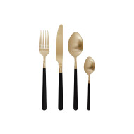 Cosy&Trendy Set de Couverts - Inox - Champagne/Noir - 16 Pièces
