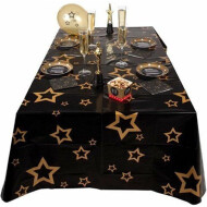 Tafelkleed Stars - 130x180cm - PE - Zwart/Goud