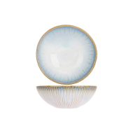 Cosy&Trendy Listra Soepkom - Ø16cm - Aardewerk - Blauw/Wit - Kleur Wit,Blauw - Materiaal Aardewerk