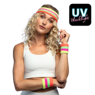 Neon Zweetbandjes Set - Volwassenen - One Size - Acryl - Multicolor - 3 Stuks