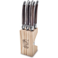 Laguiole Style de Vie Couteaux à Steak Premium Line – Bois Foncé – Set de 6 Pièces