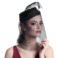 Chapeau Black Widow avec Voile - Femmes - Noir