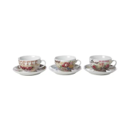 Cosy&Trendy Kop en Schotel - Ø11,5x7cm - Wit/Roze - 2 Stuks - Kleur Roze,Wit