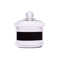 Cosy&Trendy Bonbonnière avec Étiquette Ardoise -  Ø15x16,5 cm - Verre - Transparent - Matériel Verre - Couleur Transparant