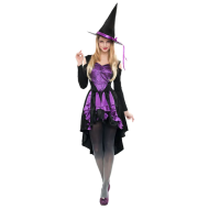 Kostuum Widow Witch - Dames - Small - Zwart/Paars - 2 delig - Maat S - Geslacht Dames - Leeftijd volwassenen