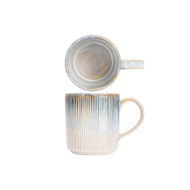 Cosy&Trendy Listra Mok - 390ml - Aardewerk - Blauw/Wit - Kleur Blauw,Wit - Materiaal Aardewerk