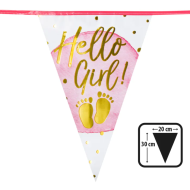 Folievlaggenlijn Hello Girl! - 6m - Roze/Wit/Goud