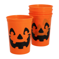 Gobelets Citrouille - 300ml - Plastique - Orange - 4 pièces
