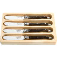 Laguiole Style de Vie Couteaux à Beurre Premium Line - 17,5x11,8x1,8cm - Bois Foncé - 4 Pièces