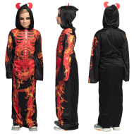 Kinderverkleedpak Hellfire Skelet - Jongens - 7-9 Jaar - Zwart/Rood - Maat 128/134 - Geslacht Jongen - Leeftijd 7 t/m 9 jaar