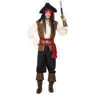 Costume Enfant Pirate Jones - Garçons - 14-16 Ans - Noir/Marron/Blanc/Rouge - 8 pièces - Age 14 jusqu'à 16 ans - Taille  170/176 - Sexe Garçon