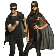 Set Hero - Oogmasker en Cape - Volwassenen - 90cm - Zwart