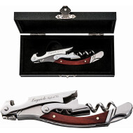 Laguiole Style de Vie Tire-Bouchon en Coffret - Acier Inoxydable/Bois Pakka - Rouge