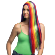 Pruik Unity Lang - Volwassenen - One Size - Regenboog