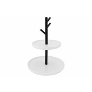 Cosy&Trendy Pyramid Etagère - 2 Niveaux - Ø23,5x31,5cm - Porcelaine - Noir/Blanc - Couleur Blanc,Noir - Matériel Porcelaine