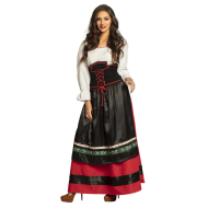 Kostuum Frau Schneider - Dames - Maat 40/42 - Rood/Zwart/Wit - Geslacht Dames - Maat 40/42