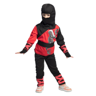 Costume pour enfants Ninja Warrior - Garçons - 3-4 ans - Noir/Rouge - Sexe Garçon - Age 3 à 4 ans - Taille  104