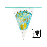Folievlaggenlijn Hello Boy! - 6m - Blauw/Wit/Goud